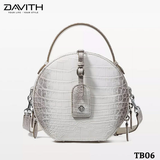 High-end women's crocodile belly leather handbag in albino white - TB06
