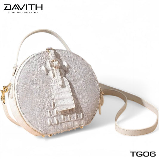 High-end women's crocodile hump leather handbag in albino white - TG06