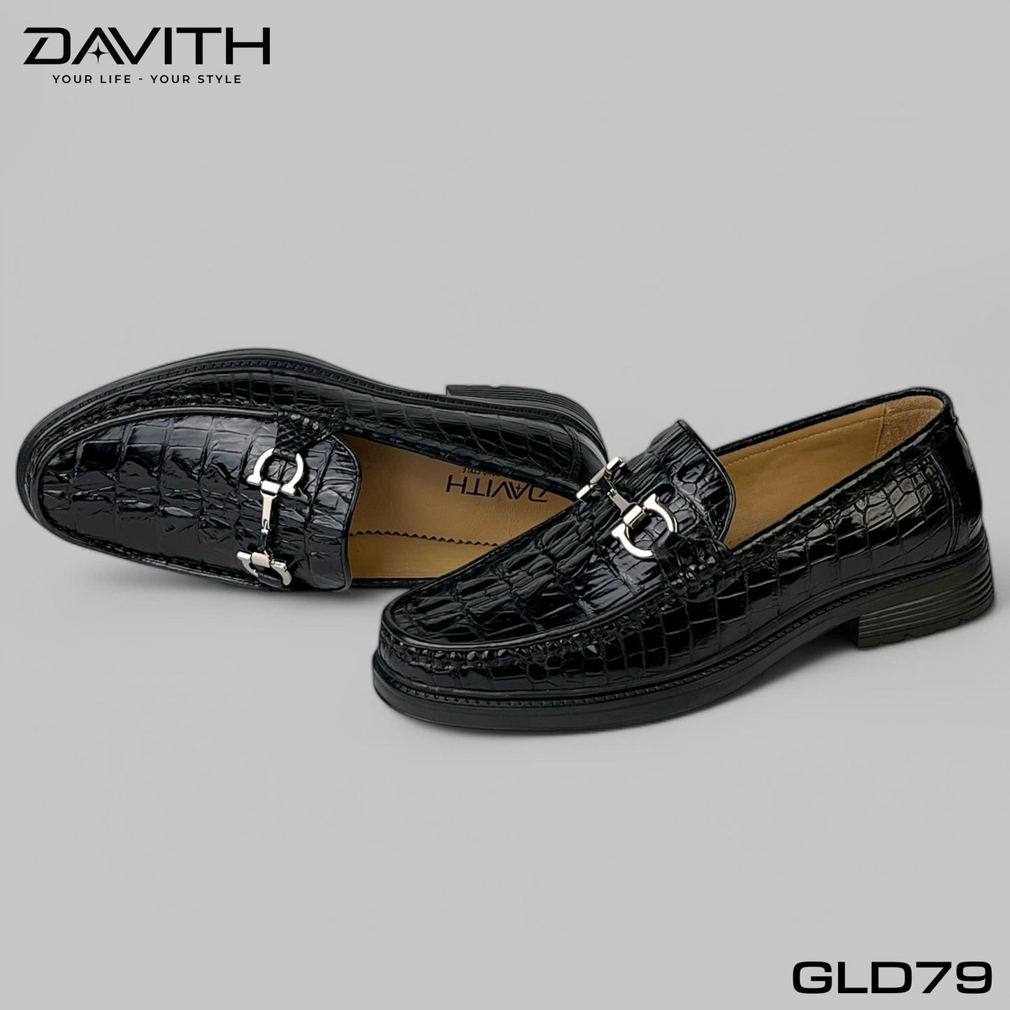 Premium Grade 1 Crocodile Tail Leather Loafers with High Sole - GLD79