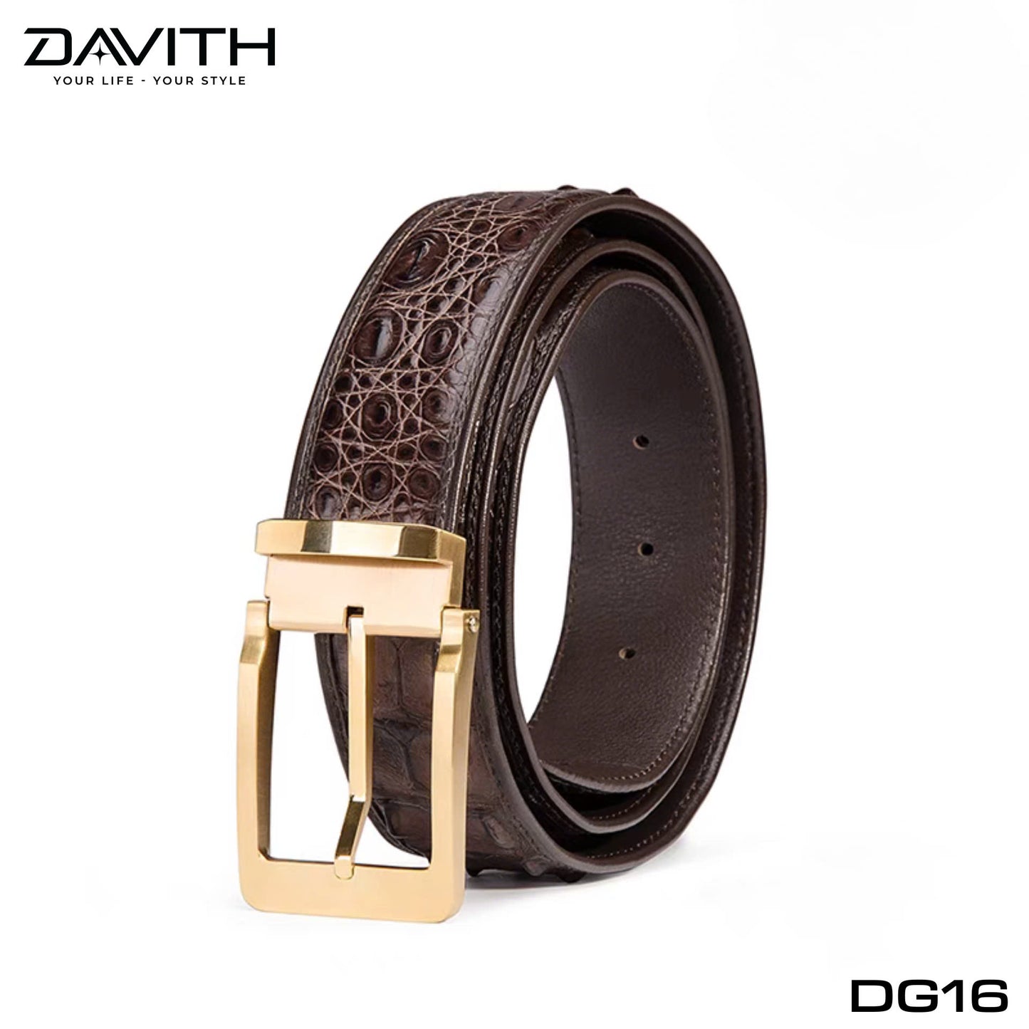 Premium Grade 1 Crocodile Hump Leather Belt - DG16