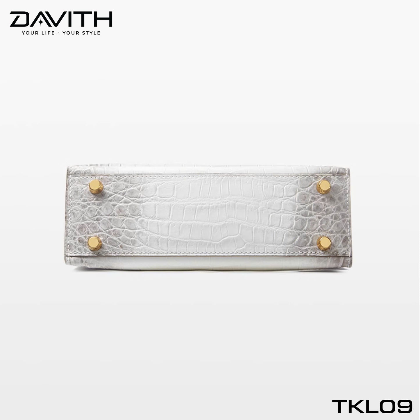 High-end women's crocodile belly leather handbag in albino white - TKL09