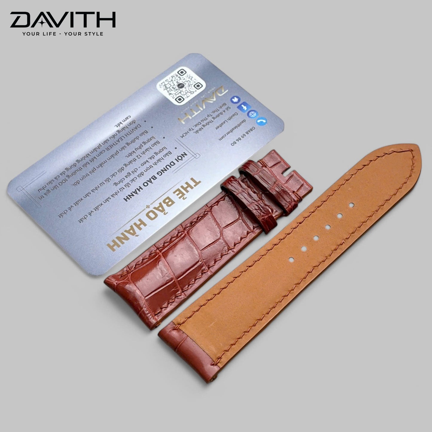 Handcrafted Grade 1 Crocodile Leather Watch Strap with Premium Bamboo-Joint Grain