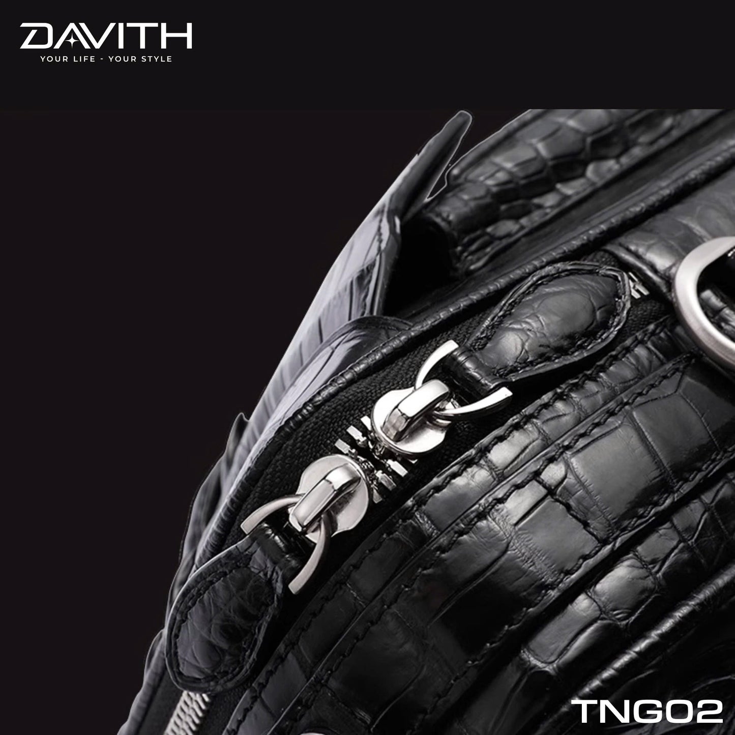 Men's shoulder bag made from premium Grade 1 buffalo-hump crocodile leather – TNG02