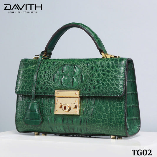 High-end women's crocodile hump leather handbag in albino white - TG02