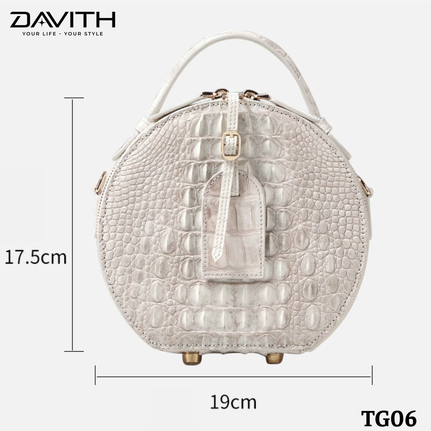 High-end women's crocodile hump leather handbag in albino white - TG06