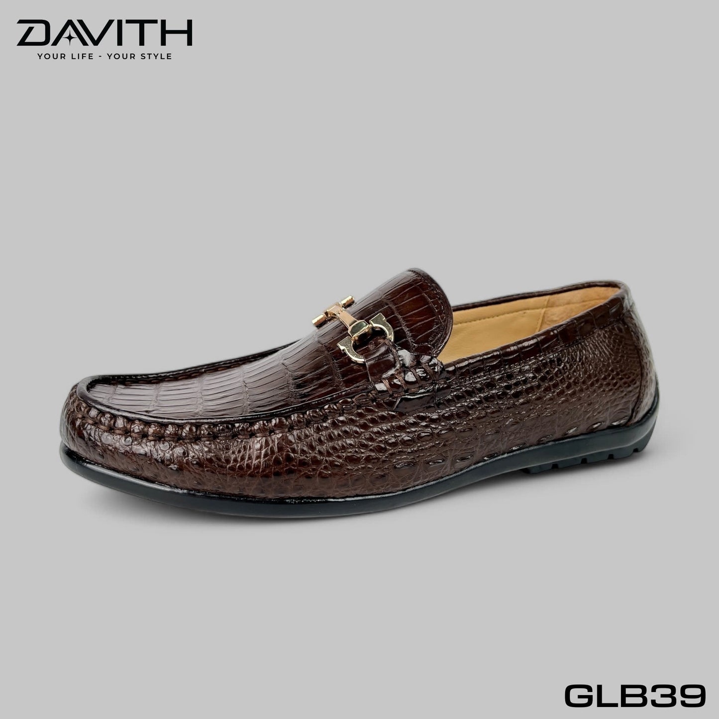 Premium Grade 1 Crocodile Belly Leather Loafers with Flat Sole - GLB39