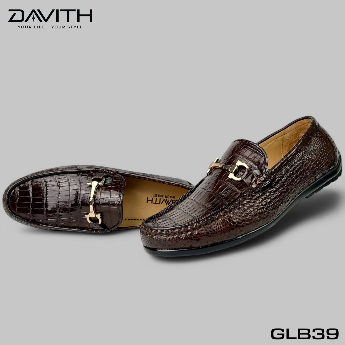 Premium Grade 1 Crocodile Belly Leather Loafers with Flat Sole - GLB39