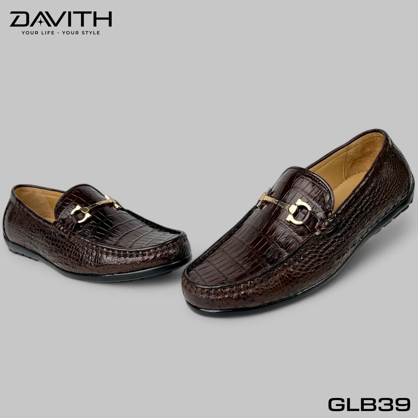 Premium Grade 1 Crocodile Belly Leather Loafers with Flat Sole - GLB39