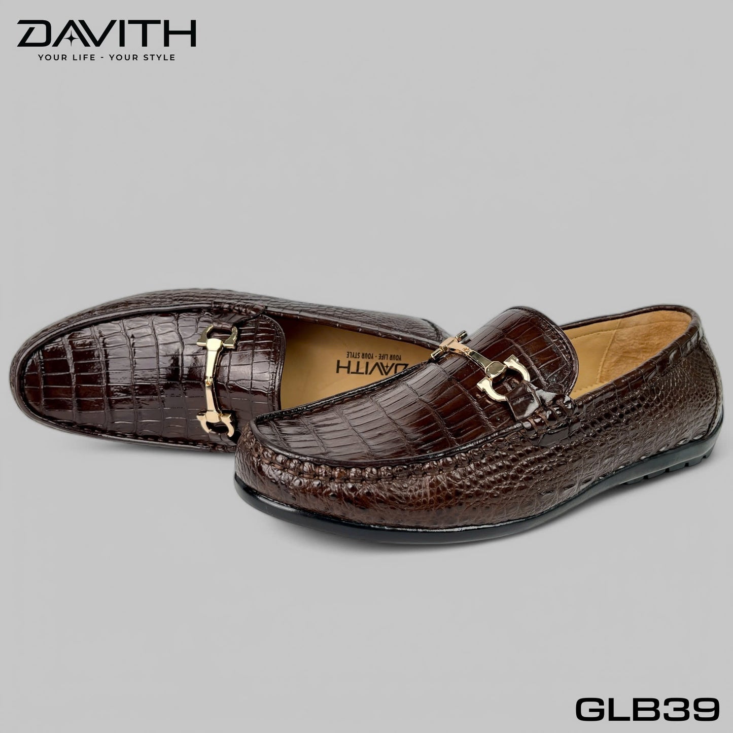 Premium Grade 1 Crocodile Belly Leather Loafers with Flat Sole - GLB39