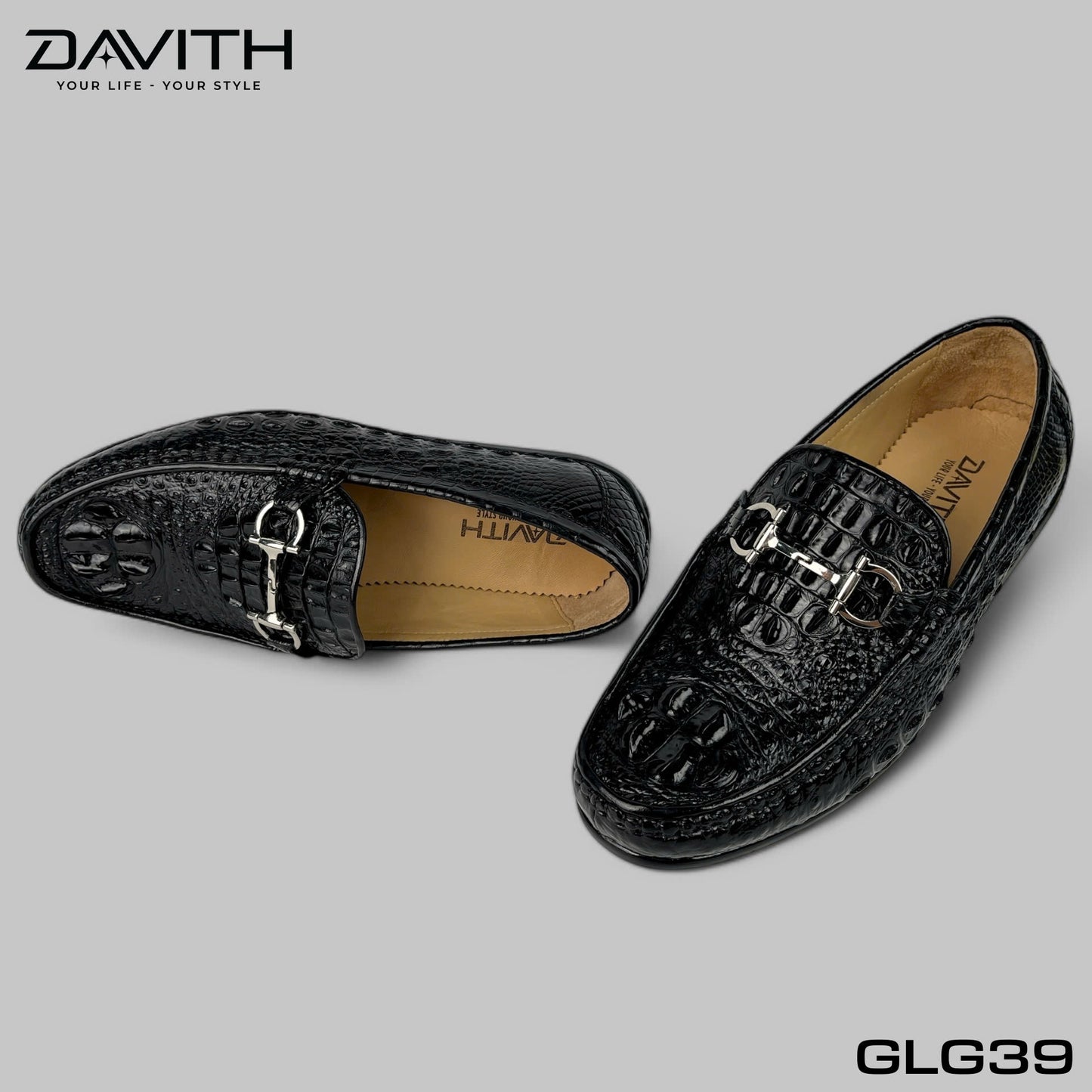 Premium Grade 1 Crocodile Hump Leather Loafers with Flat Sole - GLG39