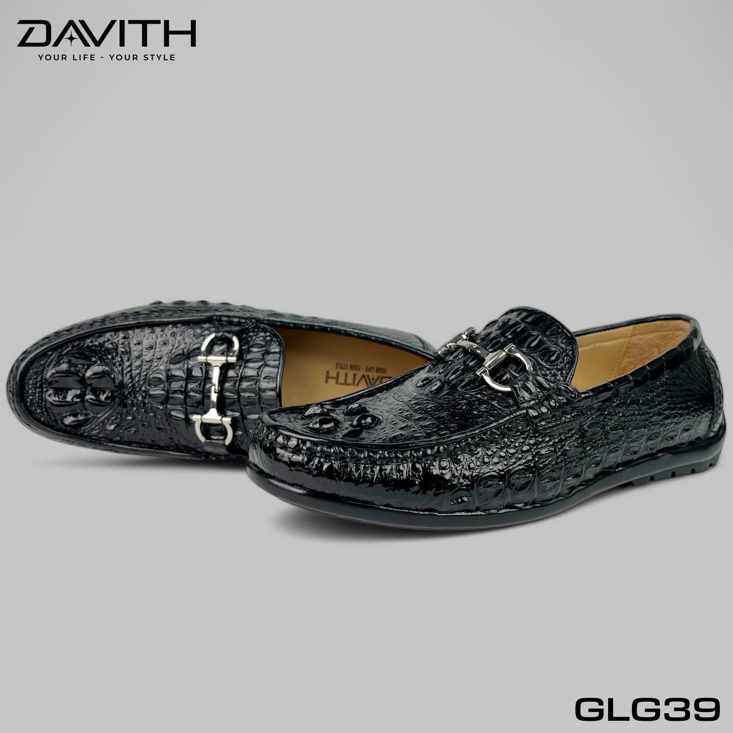 Premium Grade 1 Crocodile Hump Leather Loafers with Flat Sole - GLG39