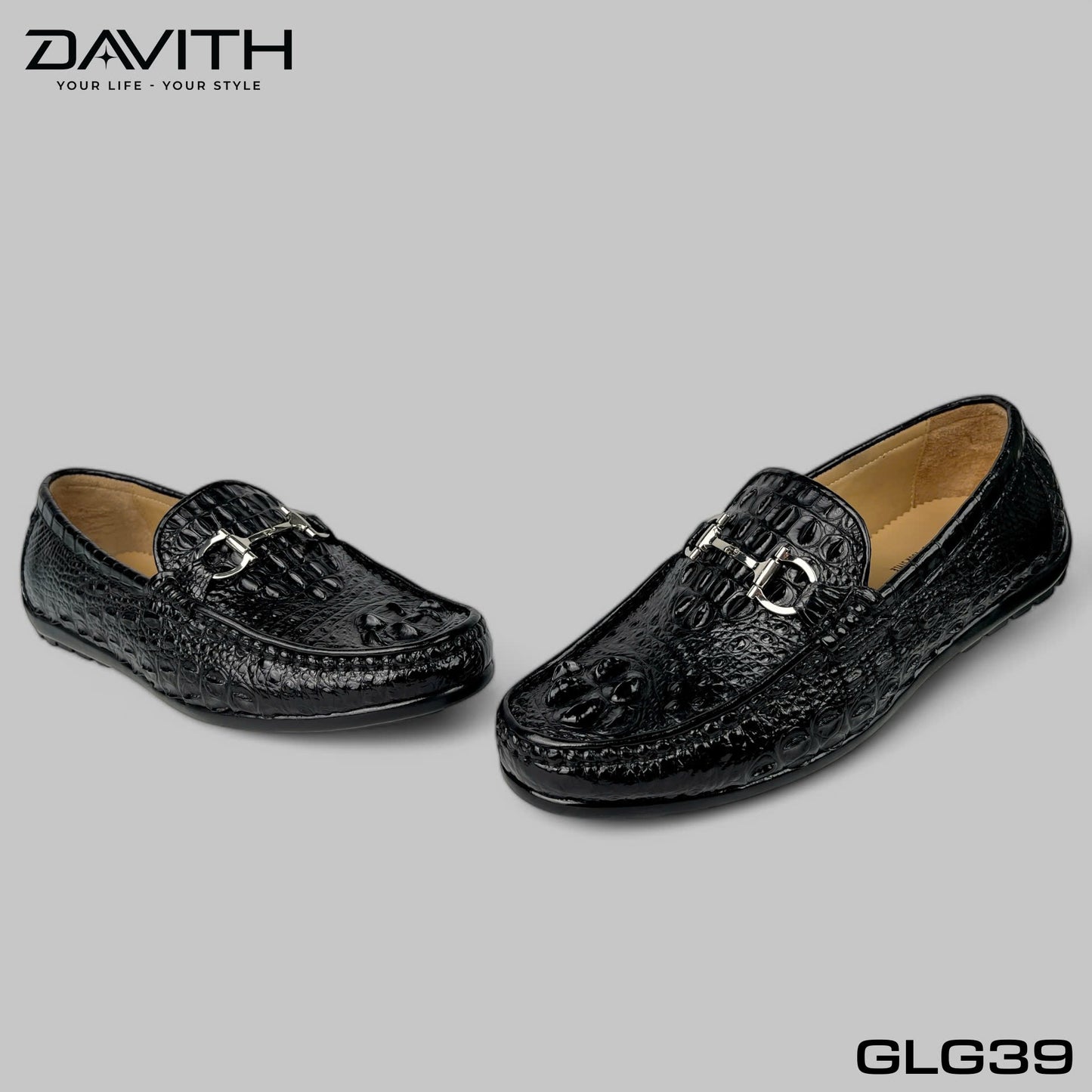 Premium Grade 1 Crocodile Hump Leather Loafers with Flat Sole - GLG39