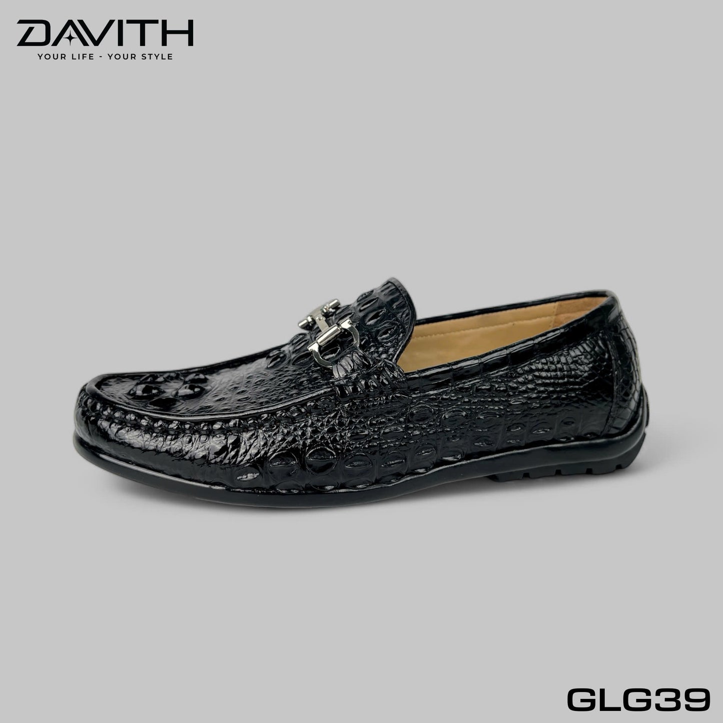 Premium Grade 1 Crocodile Hump Leather Loafers with Flat Sole - GLG39