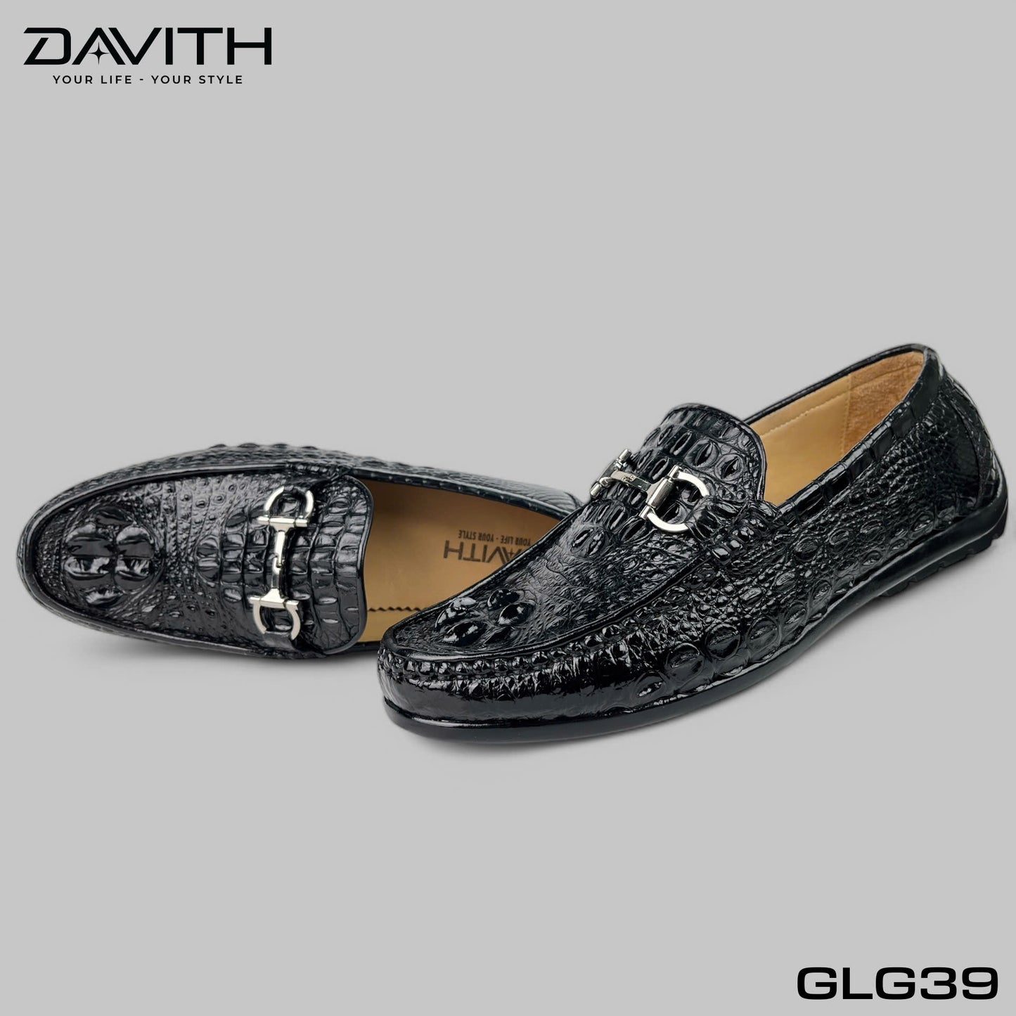 Premium Grade 1 Crocodile Hump Leather Loafers with Flat Sole - GLG39