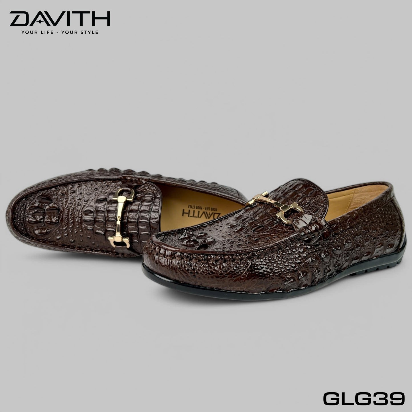 Premium Grade 1 Crocodile Hump Leather Loafers with Flat Sole - GLG39