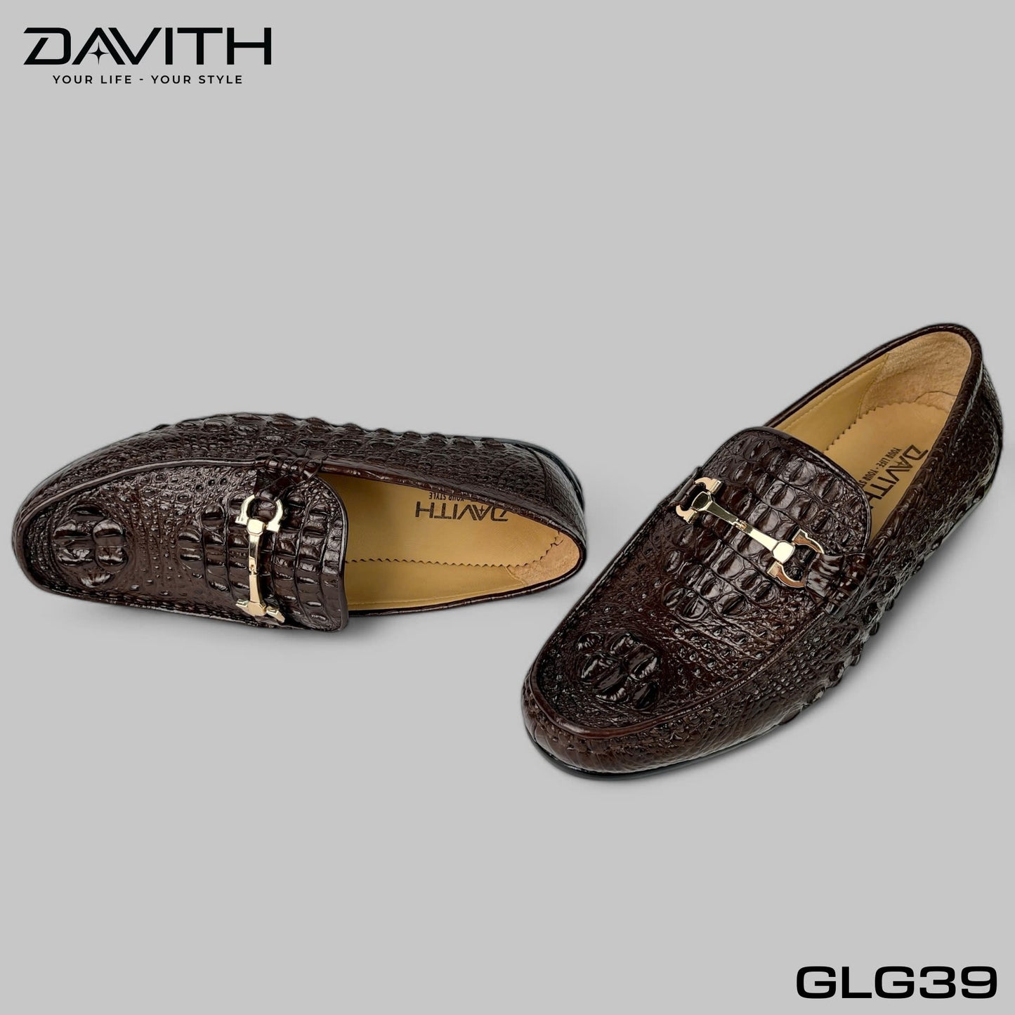 Premium Grade 1 Crocodile Hump Leather Loafers with Flat Sole - GLG39