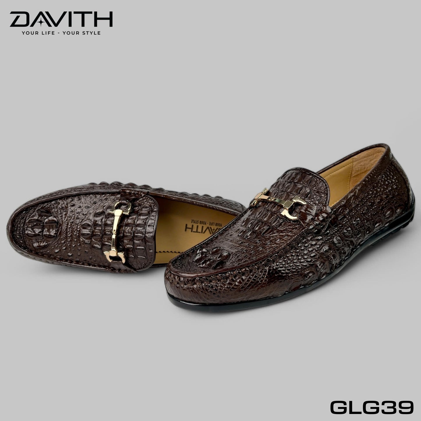 Premium Grade 1 Crocodile Hump Leather Loafers with Flat Sole - GLG39
