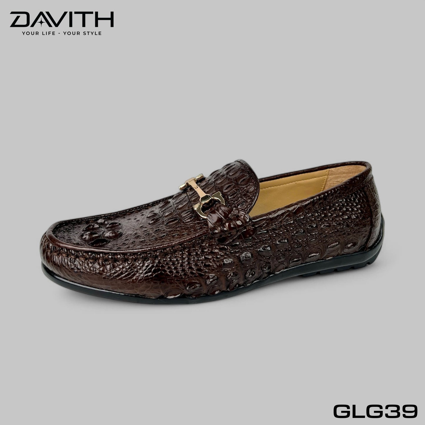 Premium Grade 1 Crocodile Hump Leather Loafers with Flat Sole - GLG39