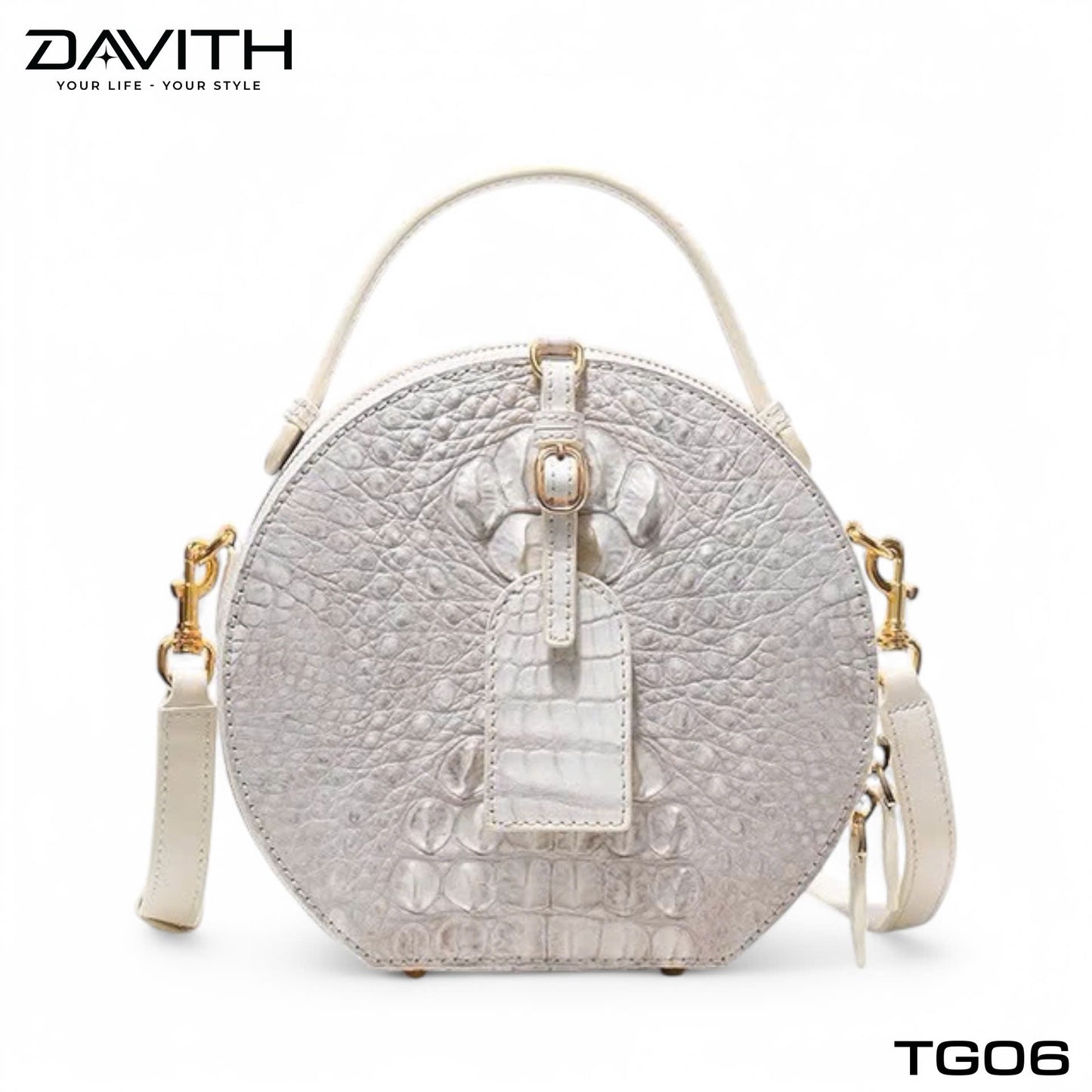 High-end women's crocodile hump leather handbag in albino white - TG06