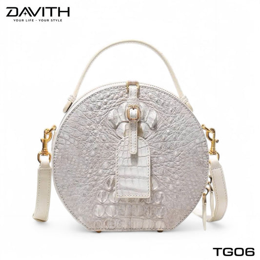 High-end women's crocodile hump leather handbag in albino white - TG06
