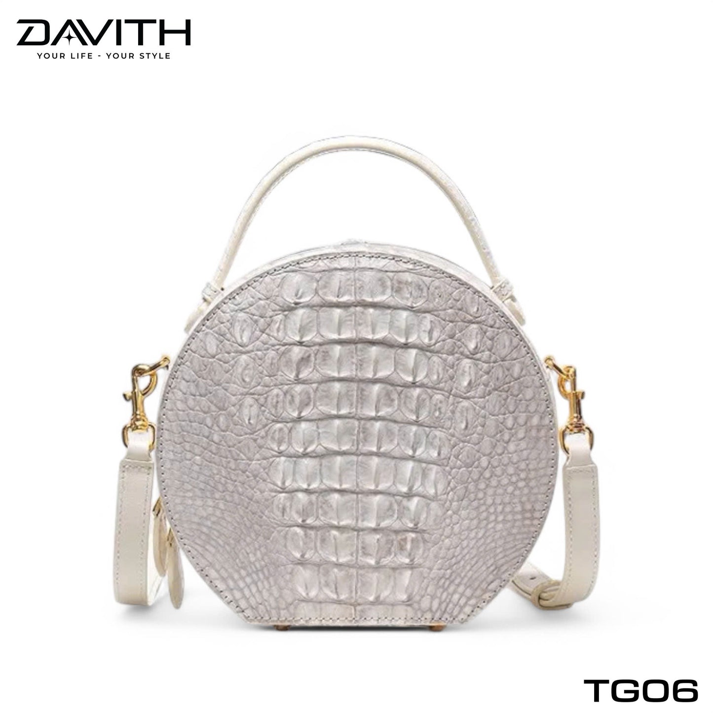 High-end women's crocodile hump leather handbag in albino white - TG06