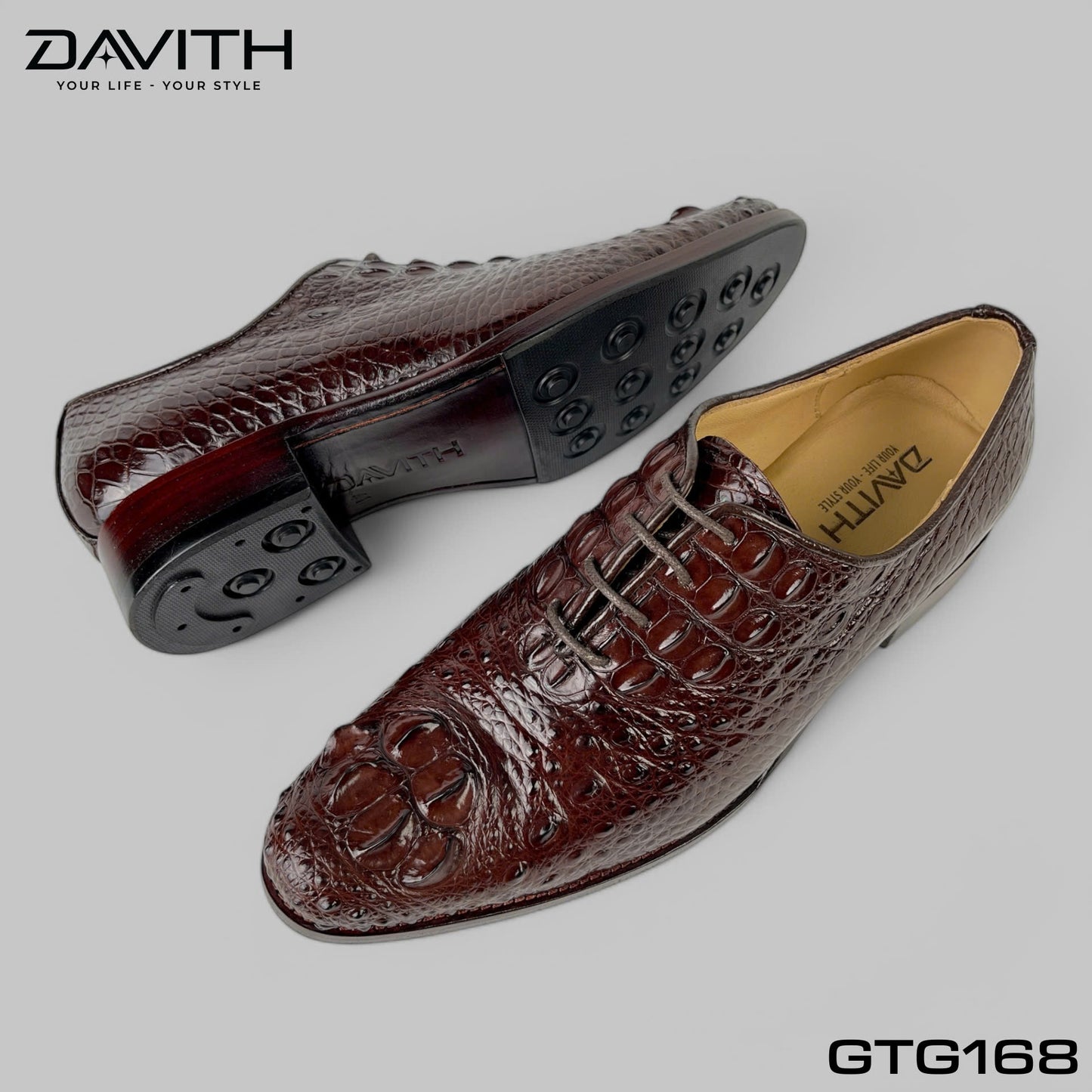 Premium Grade 1 Crocodile Hump Leather Oxford Shoes - GTG168