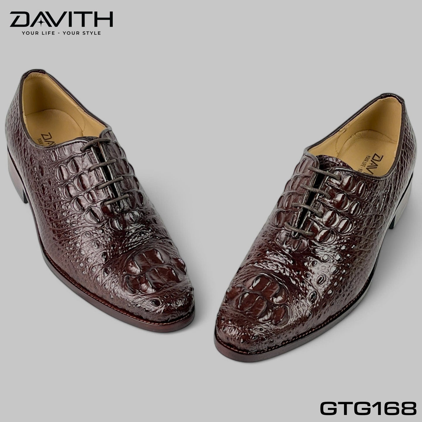 Premium Grade 1 Crocodile Hump Leather Oxford Shoes - GTG168