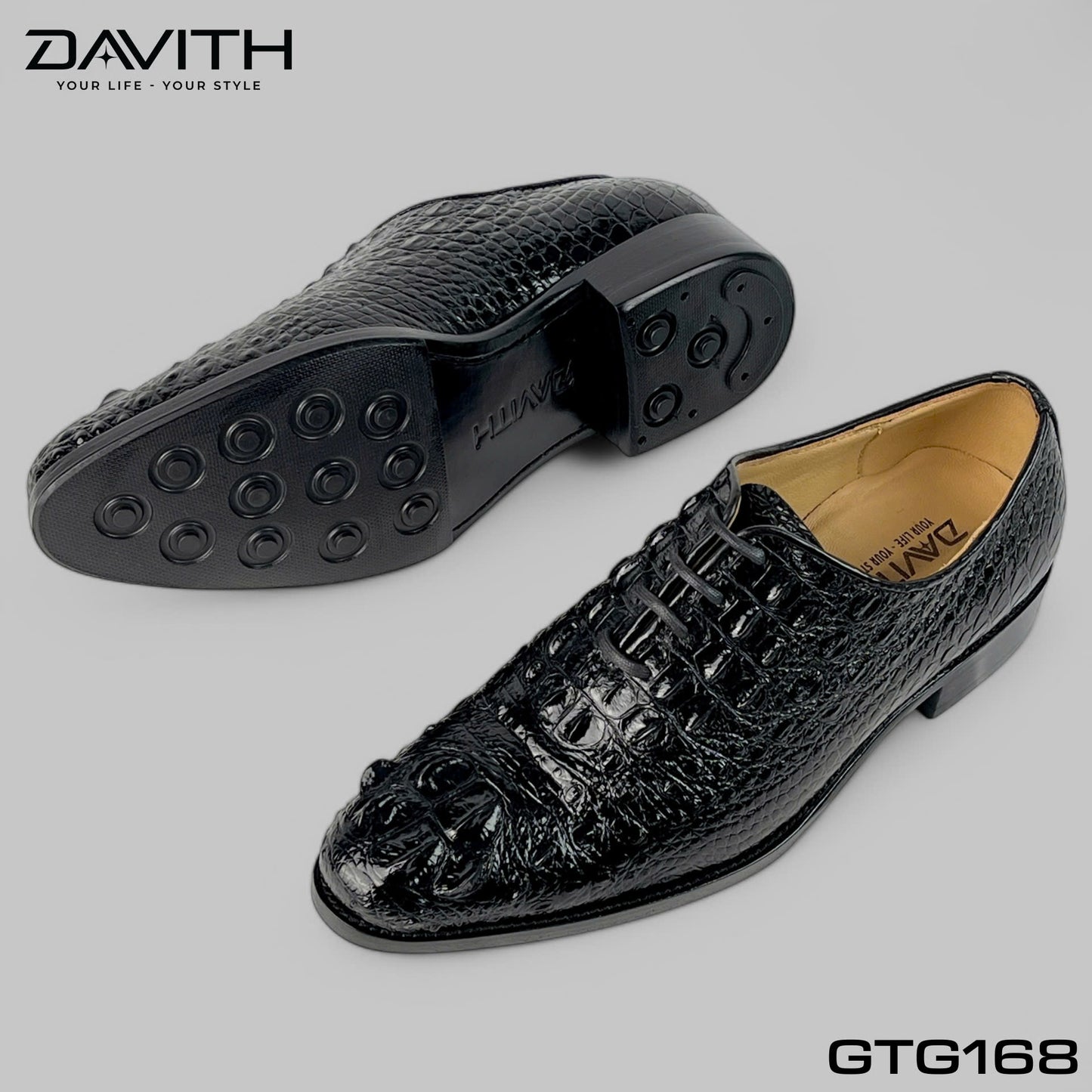 Premium Grade 1 Crocodile Hump Leather Oxford Shoes - GTG168