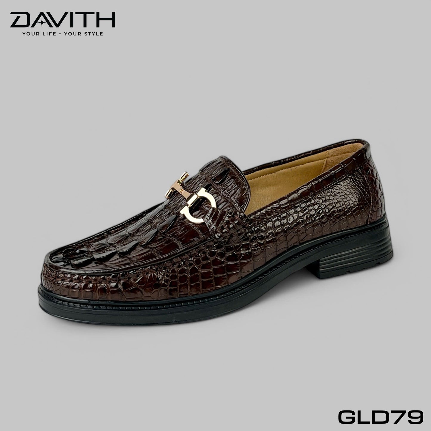 Premium Grade 1 Crocodile Tail Leather Loafers with High Sole - GLD79