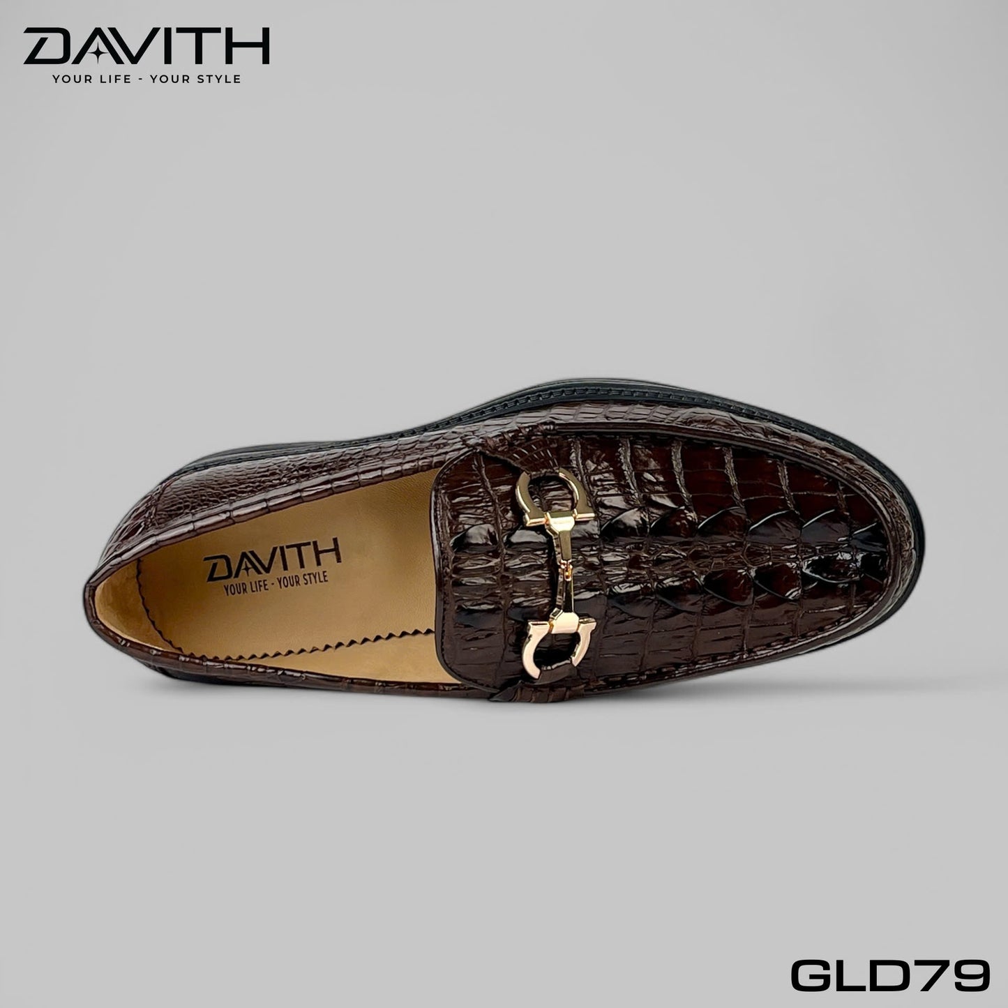 Premium Grade 1 Crocodile Tail Leather Loafers with High Sole - GLD79
