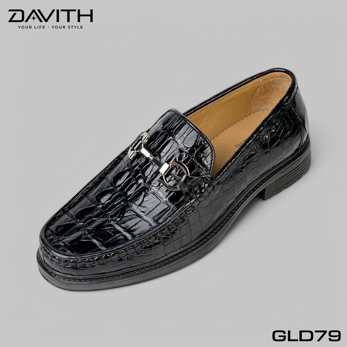Premium Grade 1 Crocodile Tail Leather Loafers with High Sole - GLD79