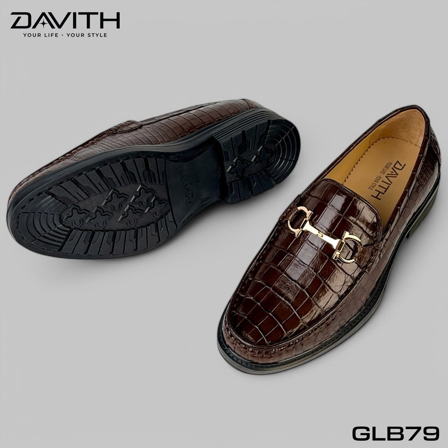 Premium Grade 1 Crocodile Belly Leather High-Sole Loafers - GLB79
