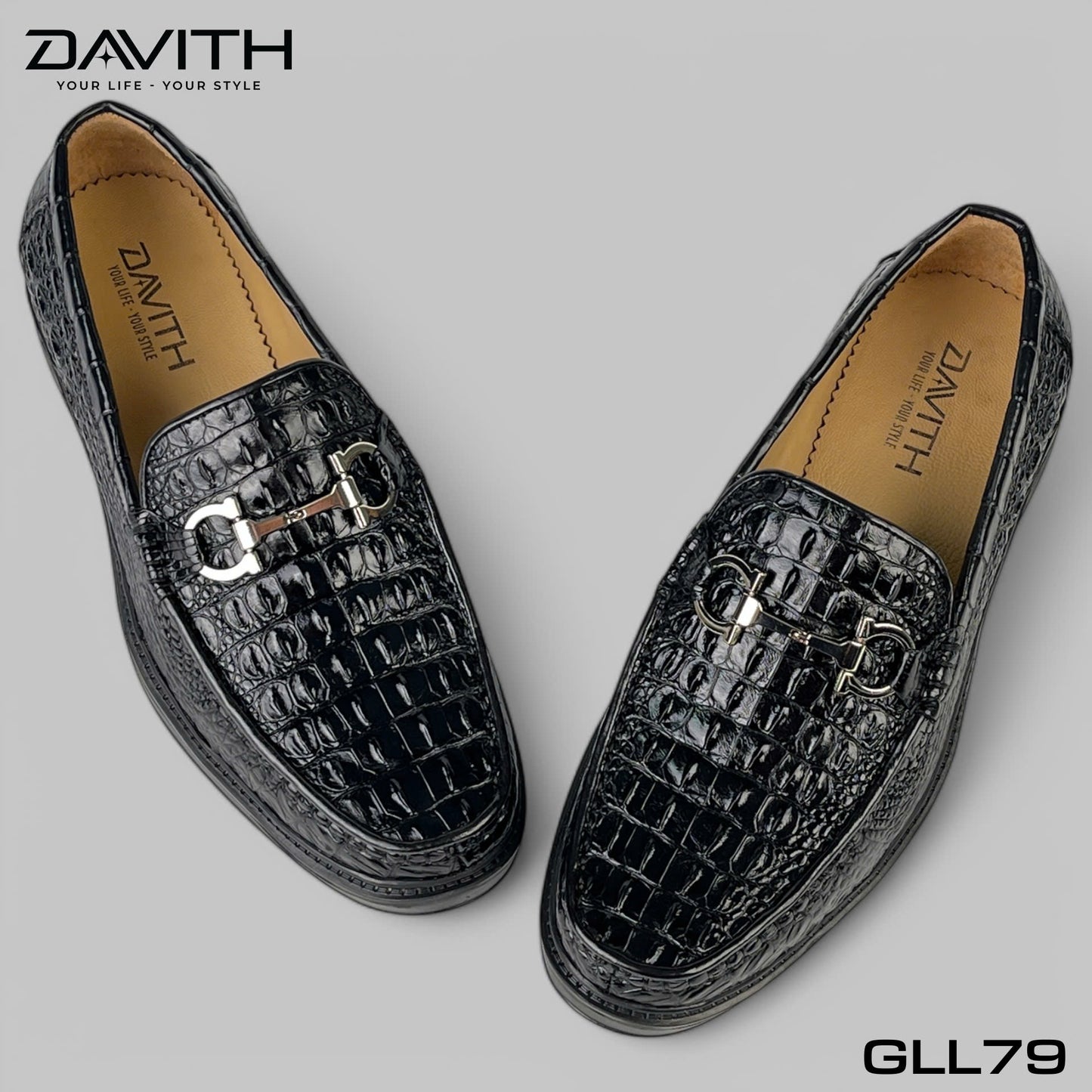 Premium Grade 1 Crocodile Back Leather Loafers with High Sole - GLL79
