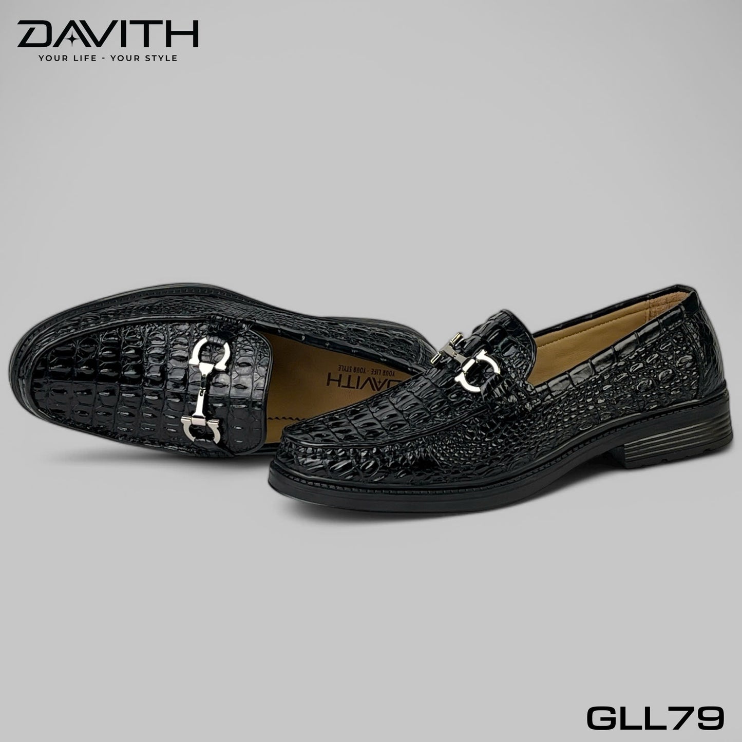 Premium Grade 1 Crocodile Back Leather Loafers with High Sole - GLL79