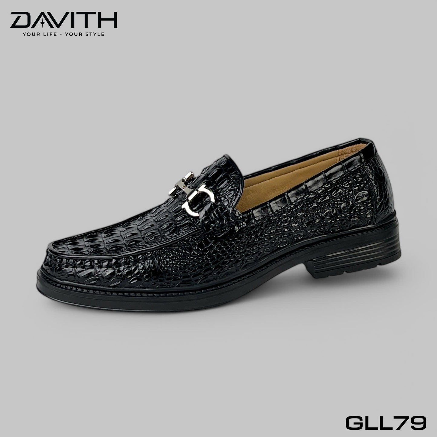 Premium Grade 1 Crocodile Back Leather Loafers with High Sole - GLL79