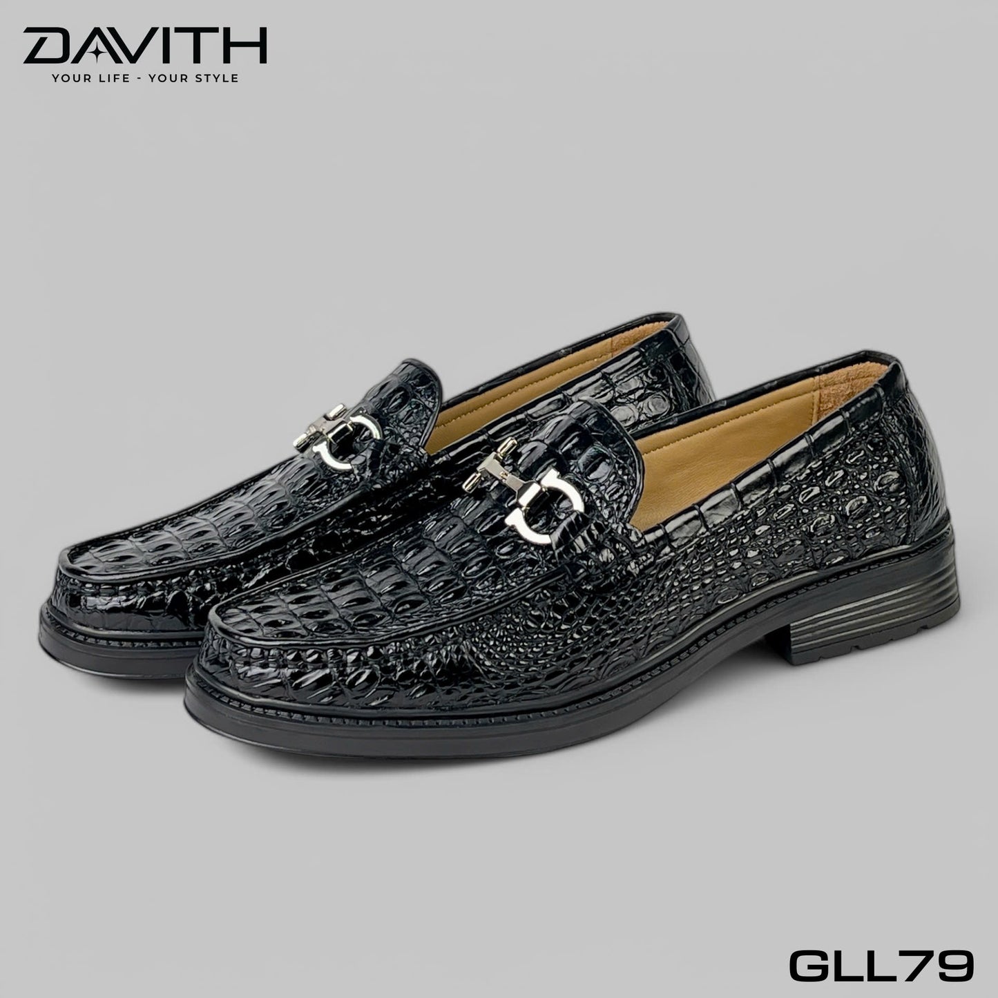 Premium Grade 1 Crocodile Back Leather Loafers with High Sole - GLL79