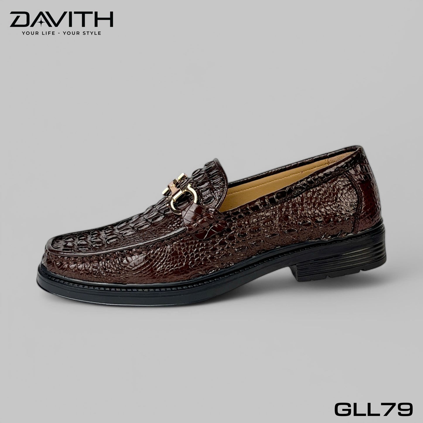 Premium Grade 1 Crocodile Back Leather Loafers with High Sole - GLL79