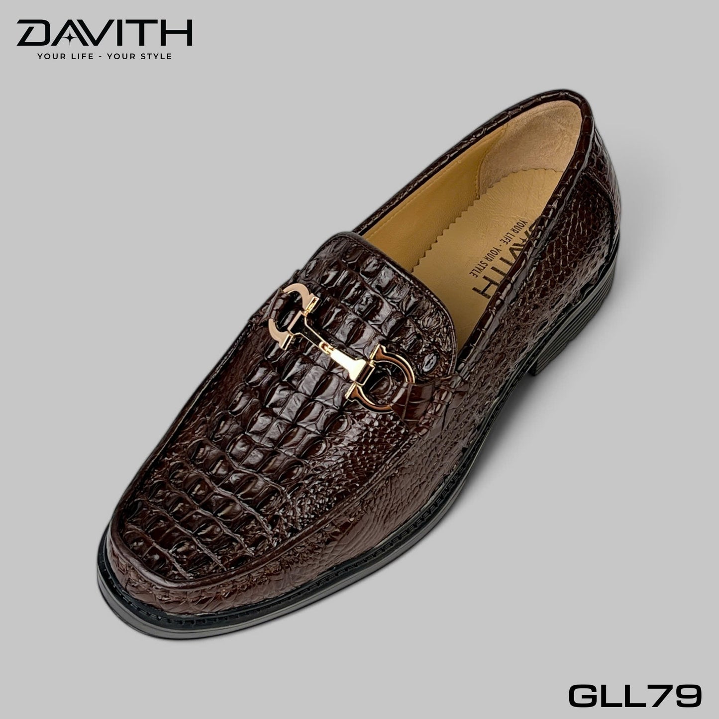 Premium Grade 1 Crocodile Back Leather Loafers with High Sole - GLL79