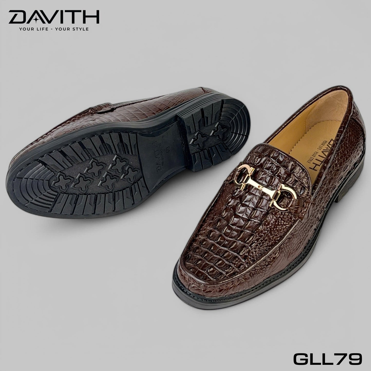 Premium Grade 1 Crocodile Back Leather Loafers with High Sole - GLL79