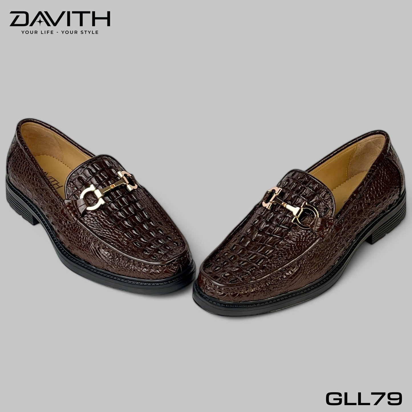 Premium Grade 1 Crocodile Back Leather Loafers with High Sole - GLL79