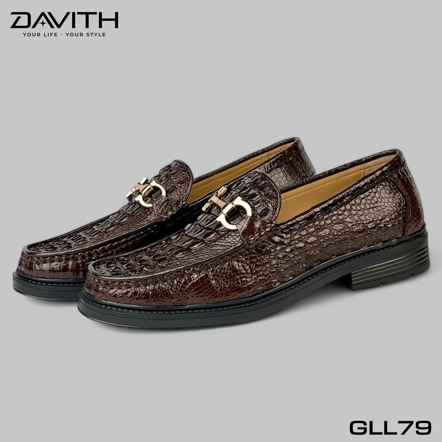 Premium Grade 1 Crocodile Back Leather Loafers with High Sole - GLL79