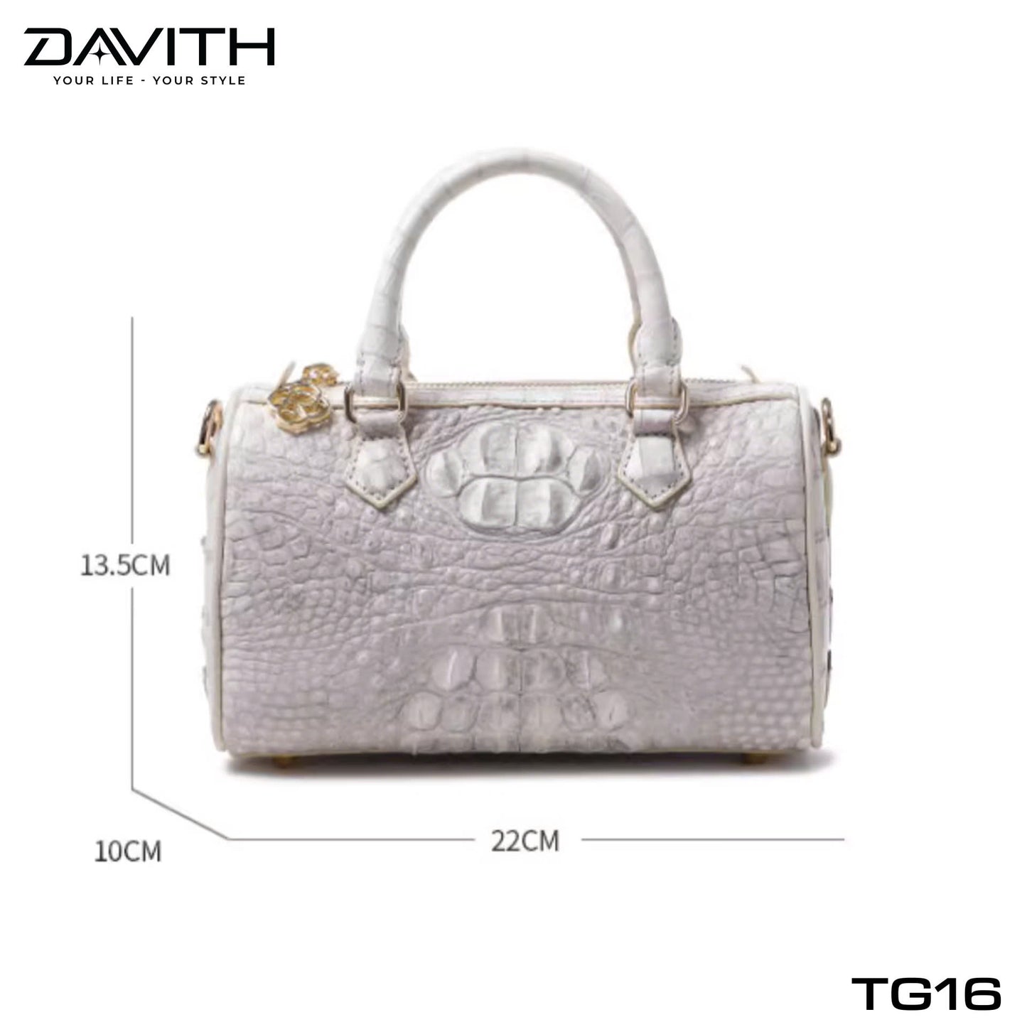 High-end women's crocodile hump leather handbag in albino white - TG16