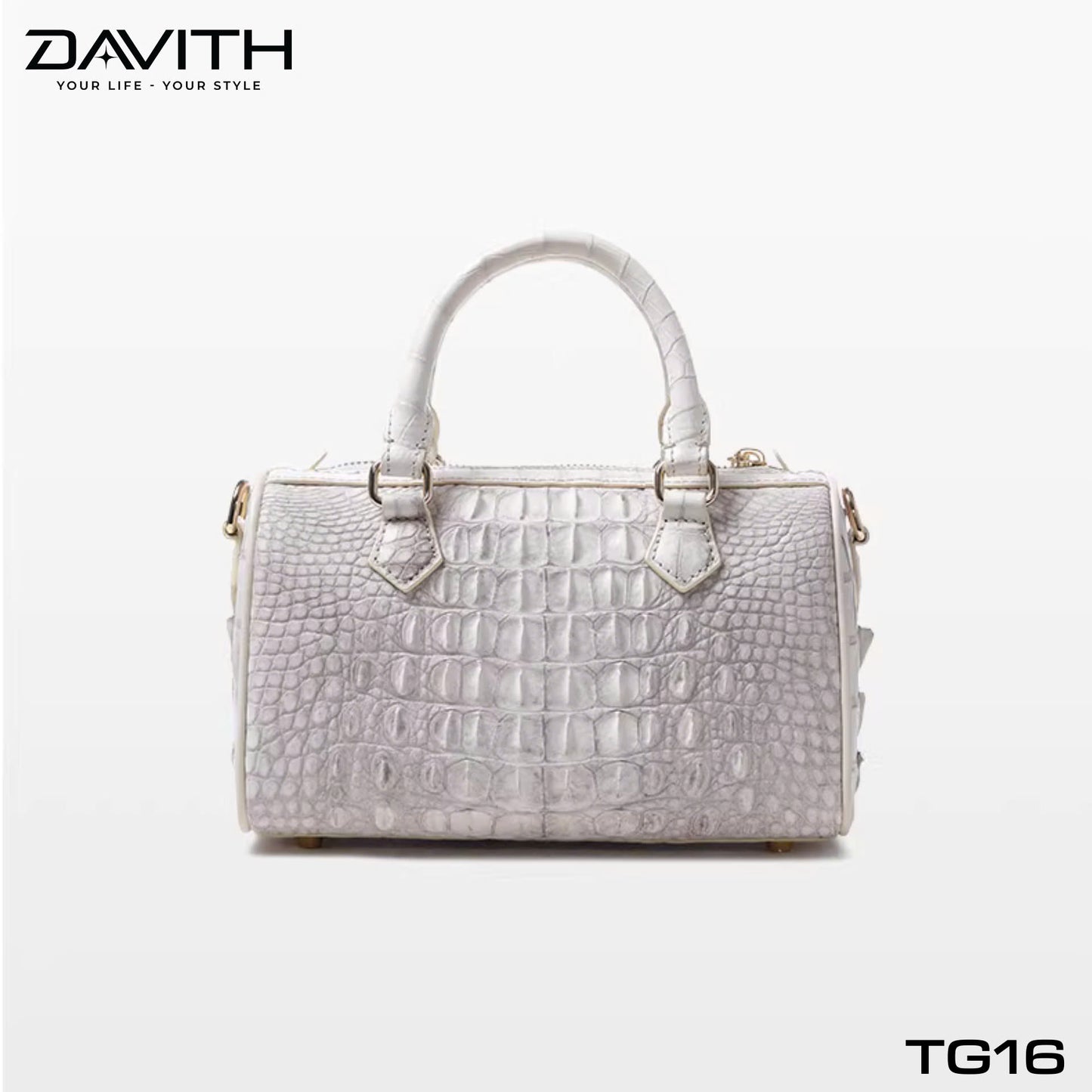 High-end women's crocodile hump leather handbag in albino white - TG16