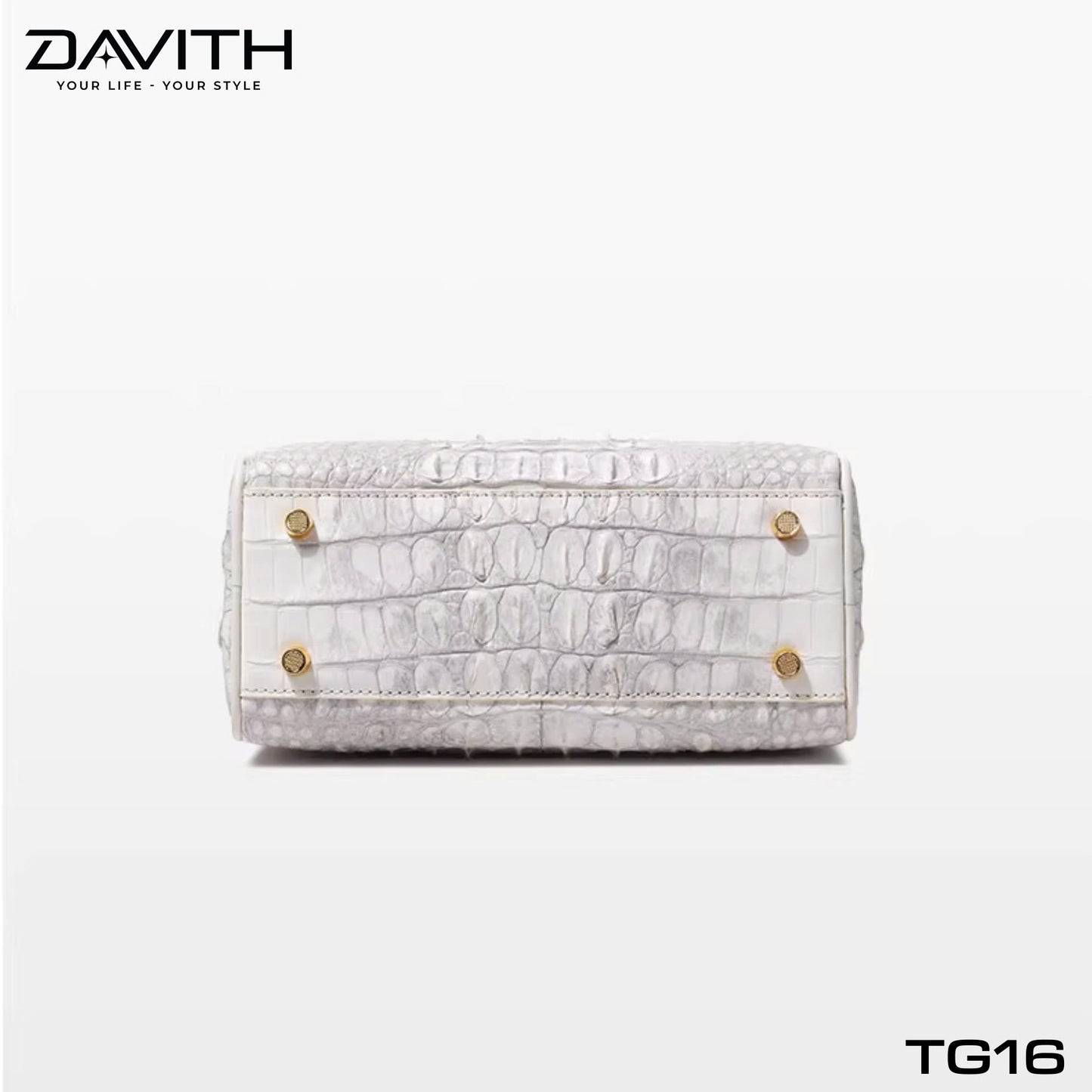 High-end women's crocodile hump leather handbag in albino white - TG16