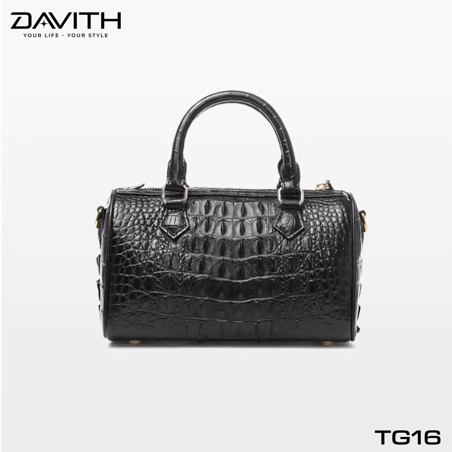 High-end women's crocodile hump leather handbag in albino white - TG16