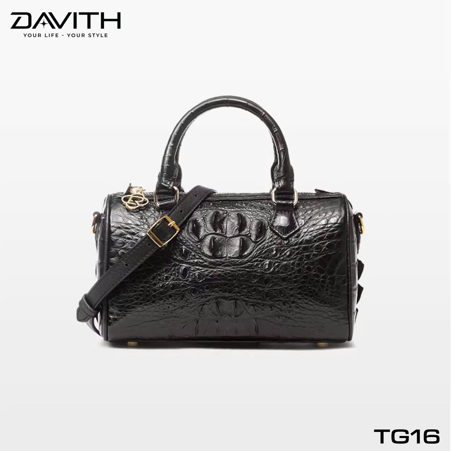 High-end women's crocodile hump leather handbag in albino white - TG16