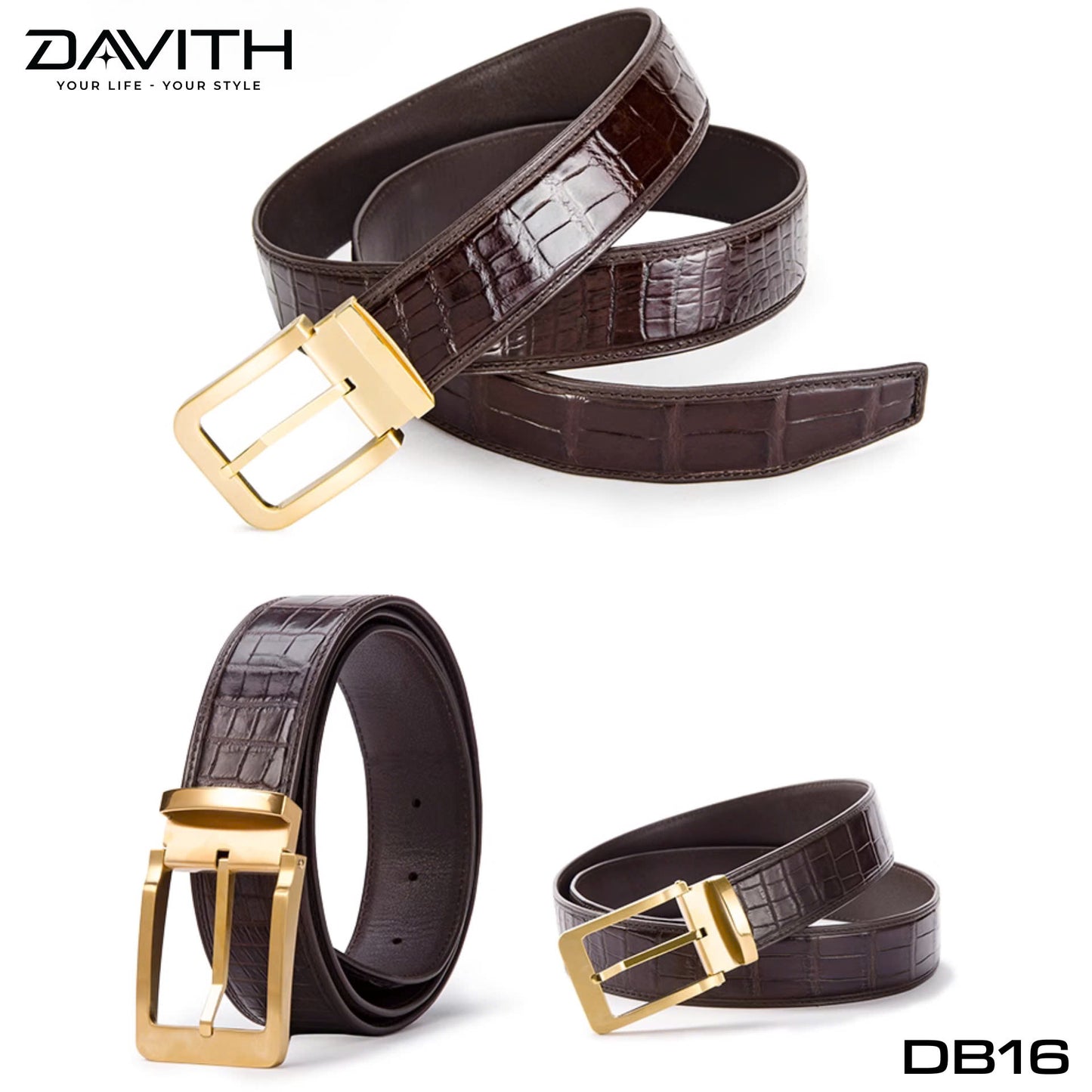 Premium Grade 1 Crocodile Belly Leather Belt - DB16