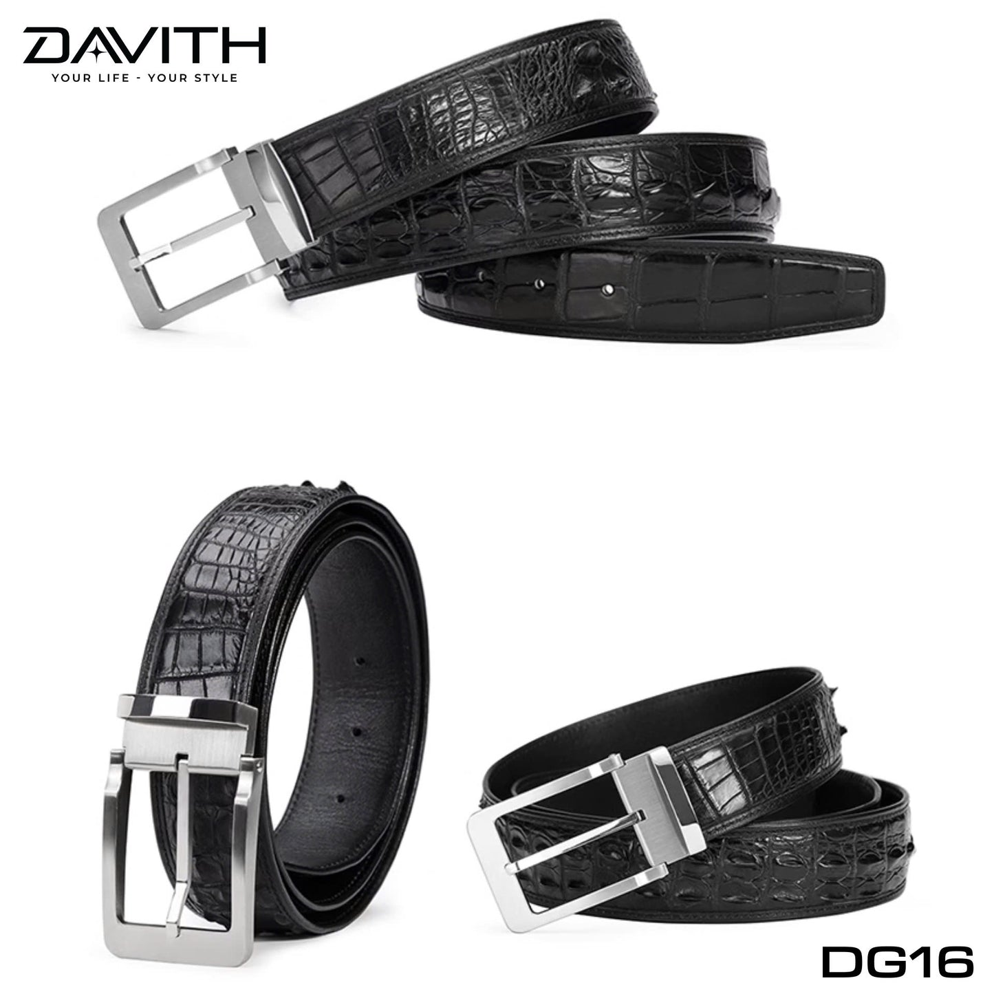 Premium Grade 1 Crocodile Hump Leather Belt - DG16