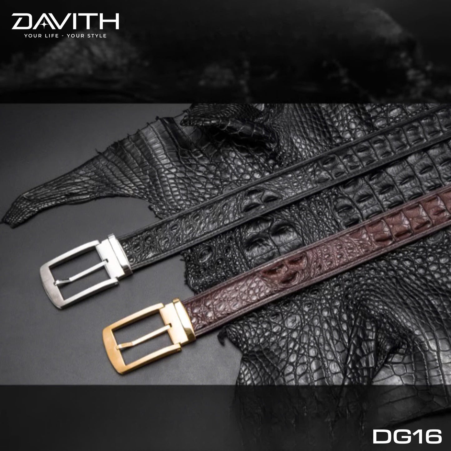 Premium Grade 1 Crocodile Hump Leather Belt - DG16