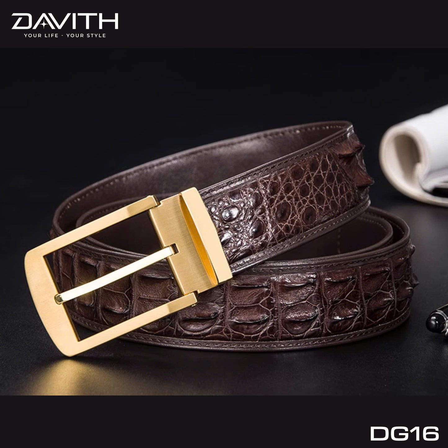Premium Grade 1 Crocodile Hump Leather Belt - DG16